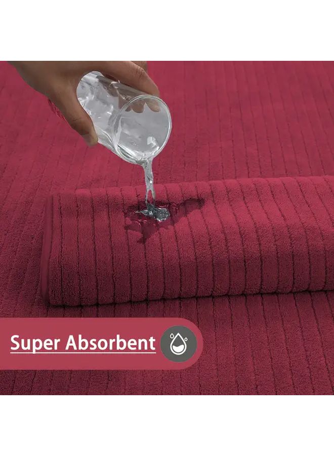 4pcs Extra Large Striped Coral Fleece Bath Towel Set Light Grey 39.37x78.74 Inch Soft Absorbent Quick Drying For Home Bathroom Beach Swimming Fitness Activities - Image 5