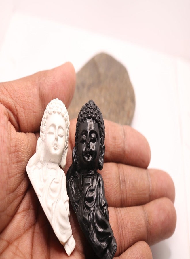 WOWTAG Reclining Baby Buddha Statues (Black & White) - Resin Idol on Natural Stone Base - Zen Decor for Home, Office & Gifts - Image 3
