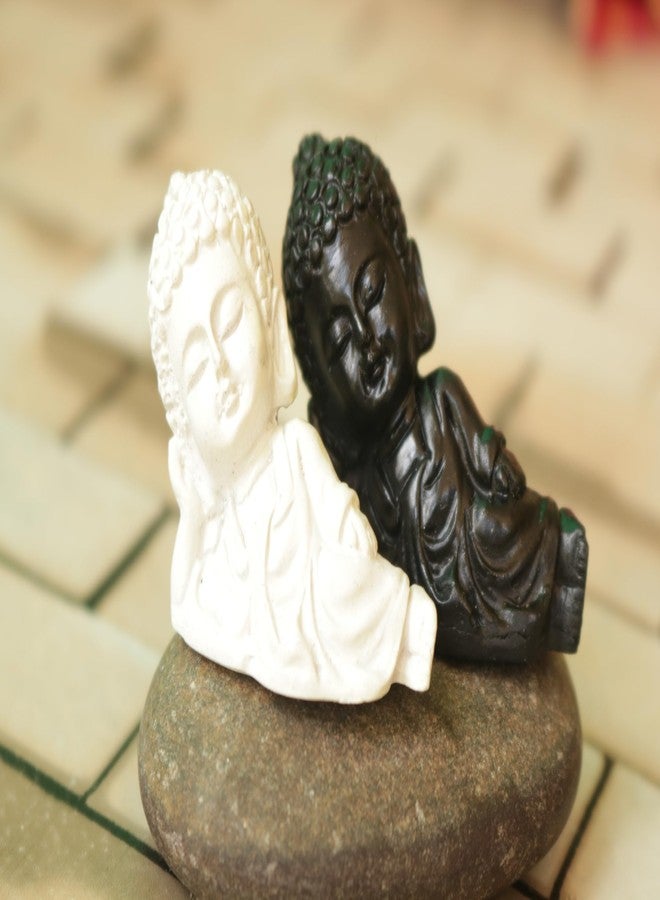 WOWTAG Reclining Baby Buddha Statues (Black & White) - Resin Idol on Natural Stone Base - Zen Decor for Home, Office & Gifts - Image 5