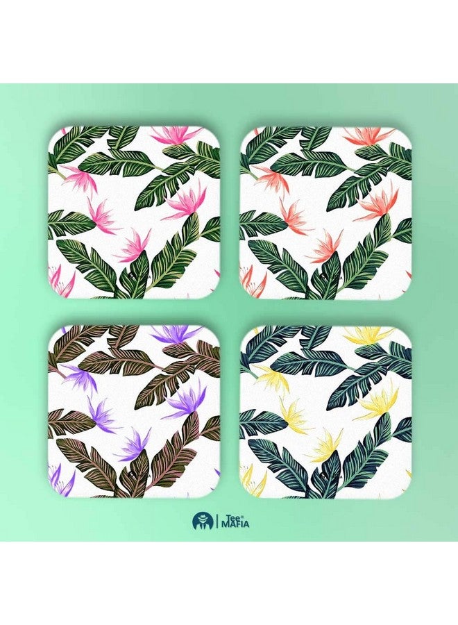 Tee Mafia Printed Banana 4 Leafs Tea Costers | MDF Wood Material Coaster | Home Décor (Set of 4) - Image 2