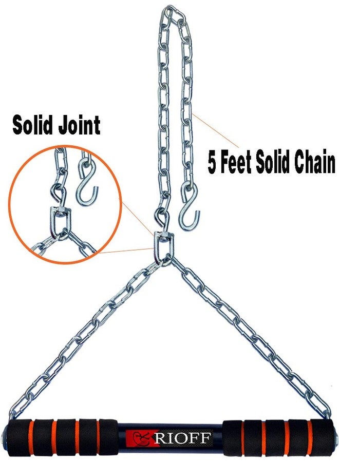 قضيب سحب عالي الطول من Rioff® لتمارين العقلة، قضيب معلق للاستخدام المنزلي/الصالة الرياضية للرجال والأطفال والأولاد والبالغين، مزود بسلسلة متينة (5 أقدام) (متعدد الألوان). - Image 2