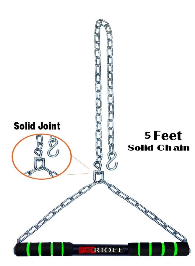 قضيب سحب عالي الطول من Rioff® لتمارين العقلة، قضيب معلق للاستخدام المنزلي/الصالة الرياضية للرجال والأطفال والأولاد والبالغين، مزود بسلسلة متينة (5 أقدام) (متعدد الألوان). - Image 5