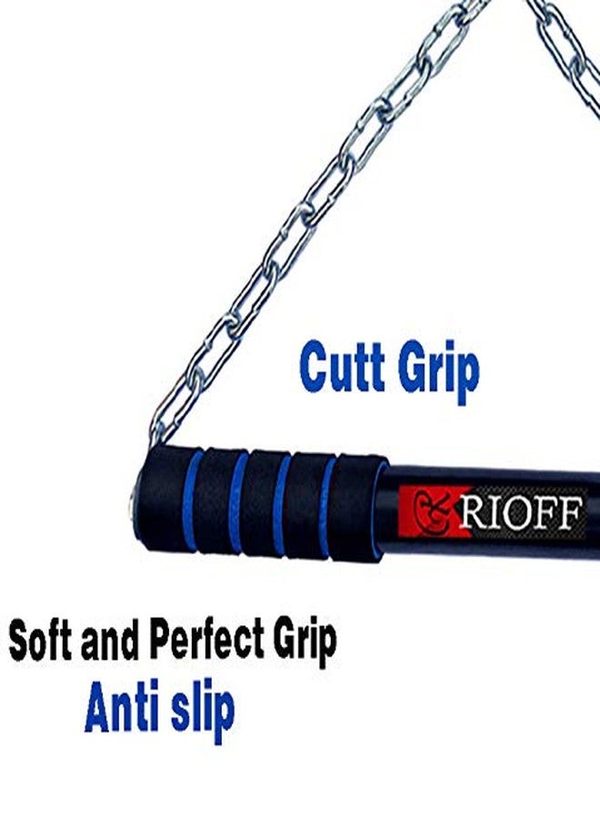 قضيب سحب عالي الطول من Rioff® لتمارين العقلة، قضيب معلق للاستخدام المنزلي/الصالة الرياضية للرجال والأطفال والأولاد والبالغين، مزود بسلسلة متينة (5 أقدام) (متعدد الألوان). - Image 3