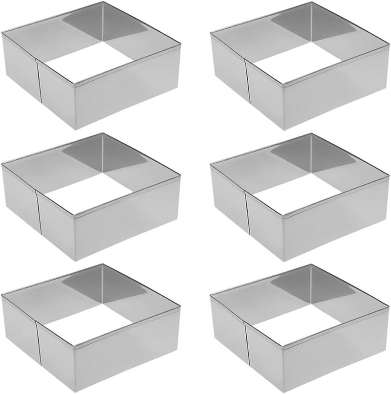 Square Stainless Steel Cookie Cutter Set 6pcs, Square-shaped Baking Biscuit Mold for Home Baking, Sturdy Steel Square Cookie Cutter Tools for Pastry and Dough - Image 1