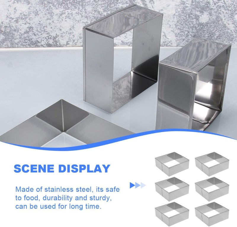 Square Stainless Steel Cookie Cutter Set 6pcs, Square-shaped Baking Biscuit Mold for Home Baking, Sturdy Steel Square Cookie Cutter Tools for Pastry and Dough - Image 5