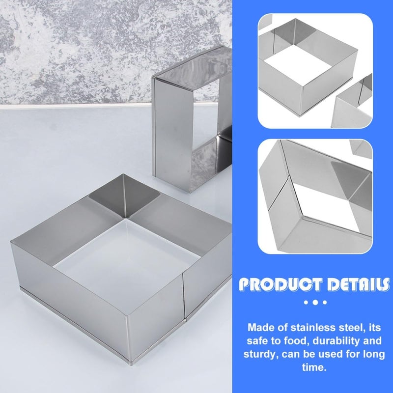 Square Stainless Steel Cookie Cutter Set 6pcs, Square-shaped Baking Biscuit Mold for Home Baking, Sturdy Steel Square Cookie Cutter Tools for Pastry and Dough - Image 4