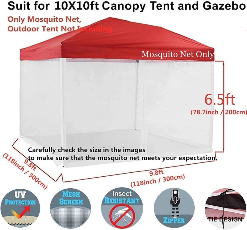 Tappio PCAFRS Mosquito Net with Zipper for Outdoor Camping Mosquito Net DIY Canopy Screen Wall Outdoor Mosquito Net for 10 x 10' Patio Gazebo and Tent (Only Mosquito Net Outdoor Tent Not Including) - Image 2