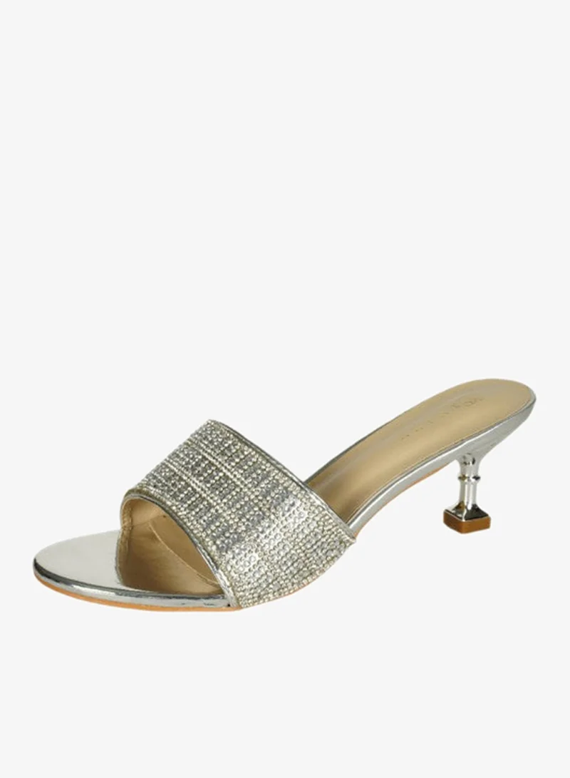 Zayna Silver 221-115 Zayna Ladies  Fashion Mid Heel Slip on 6F5972-12 Silver for Women | Best Price UAE