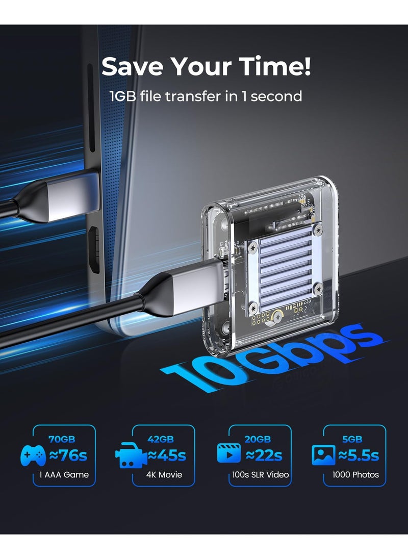SYOSI - M.2 2230 NVMe SSD Enclosure Clear, 10Gbps USB C 3.2 Gen2 to NVMe Adapter for iPhone 15 Pro Max ProRes, Prevents Write Data Loss, M.2 Reader Supports UASP, Trim, Support M-Key(B+M Key) - TC20 - Image 1