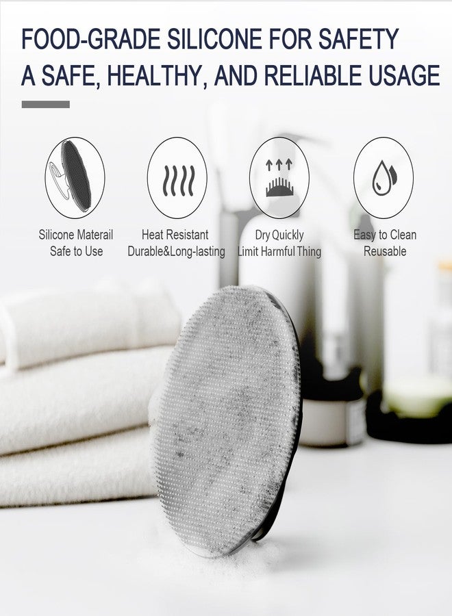 BEAUTAIL Silicone Body Scrubber 2 Pack, BEAUTAIL Shower Bath Wash Brush, Gentle Exfoliating Scrub Cleansing Loofah for Women Men Baby Sensitive Skin, Easy to Clean, Lather Nicely, More Hygienic, Black+Cyan - Image 4