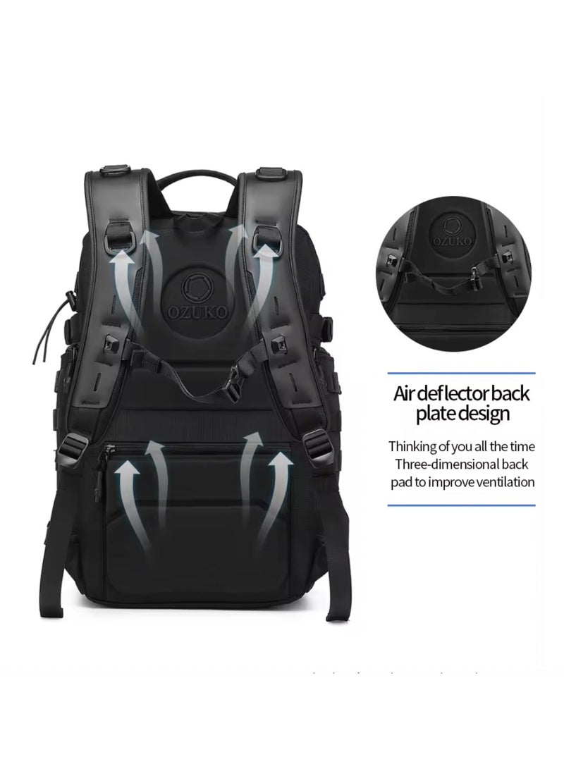 OZUKO OZUKO Casual  Backpack 15.6 Inches Laptop Business Backpack All in 1 for Work, School, Travel, Flight, Hiking Fitness Backpack with USB Charging Port Waterproof 50*18*28 cm - Black  - Image 5