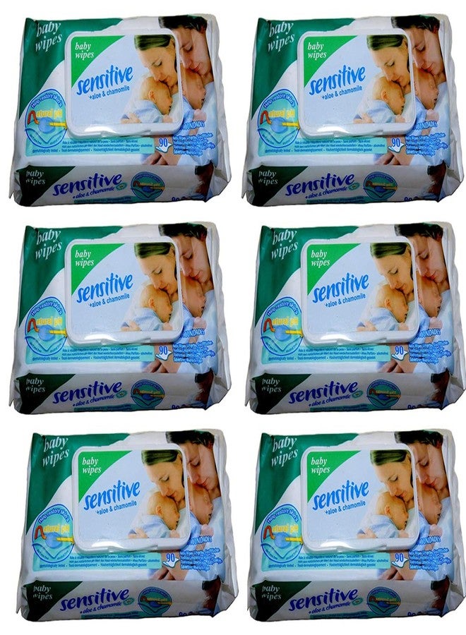 Ineffable Sensitive Baby Cotton Wipes with Flip Top Soft Cleansing Anti Bacterial Travel Pack Parabeen Free + Aloe and Chamomile with 90 Wipes in 1 Pack
