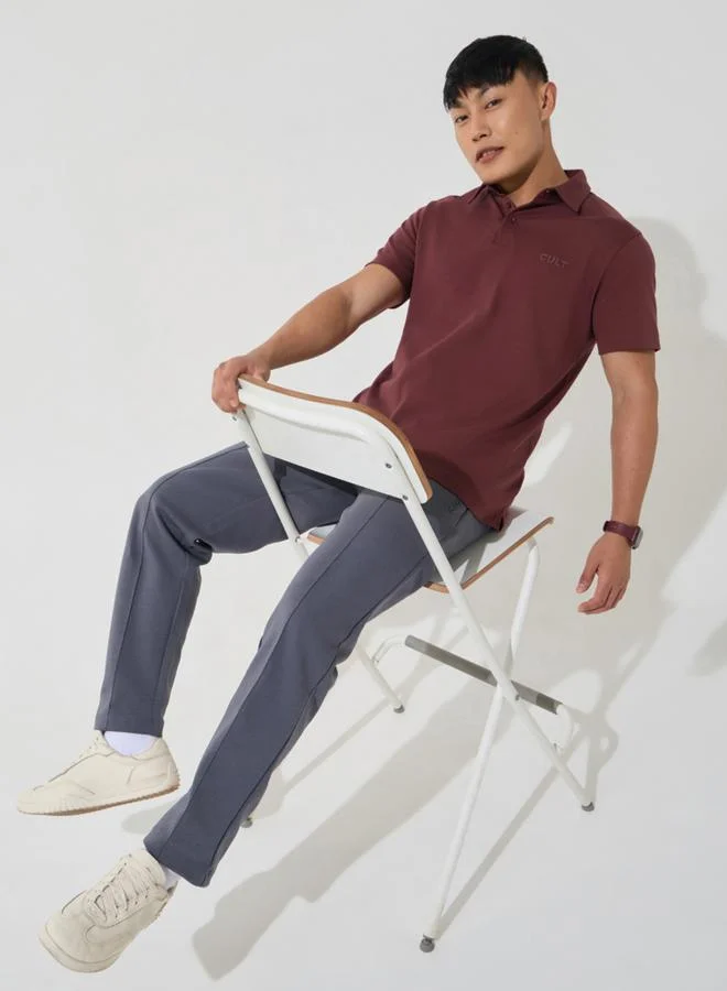 Cult Men Maroon Luxe Cotton Polo T-Shirt