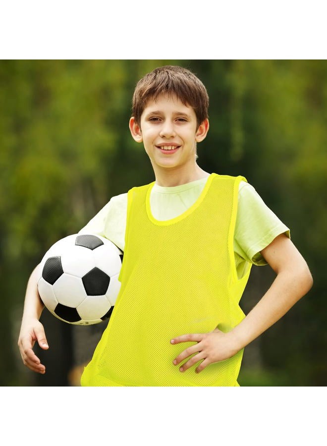 Sintege 12 Pcs Soccer Pinnies Pennies Jersey Scrimmage Vest Sports Practice Jersey Mesh Basketball Vest for Youth Adult Kids(Small,Yellow)  - Image 3