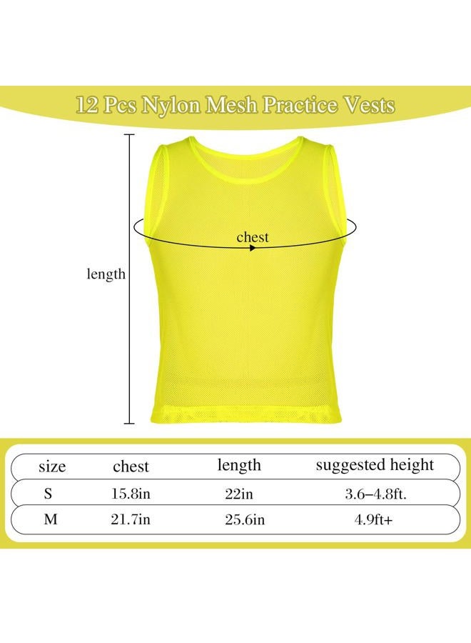 Sintege 12 Pcs Soccer Pinnies Pennies Jersey Scrimmage Vest Sports Practice Jersey Mesh Basketball Vest for Youth Adult Kids(Small,Yellow)  - Image 2