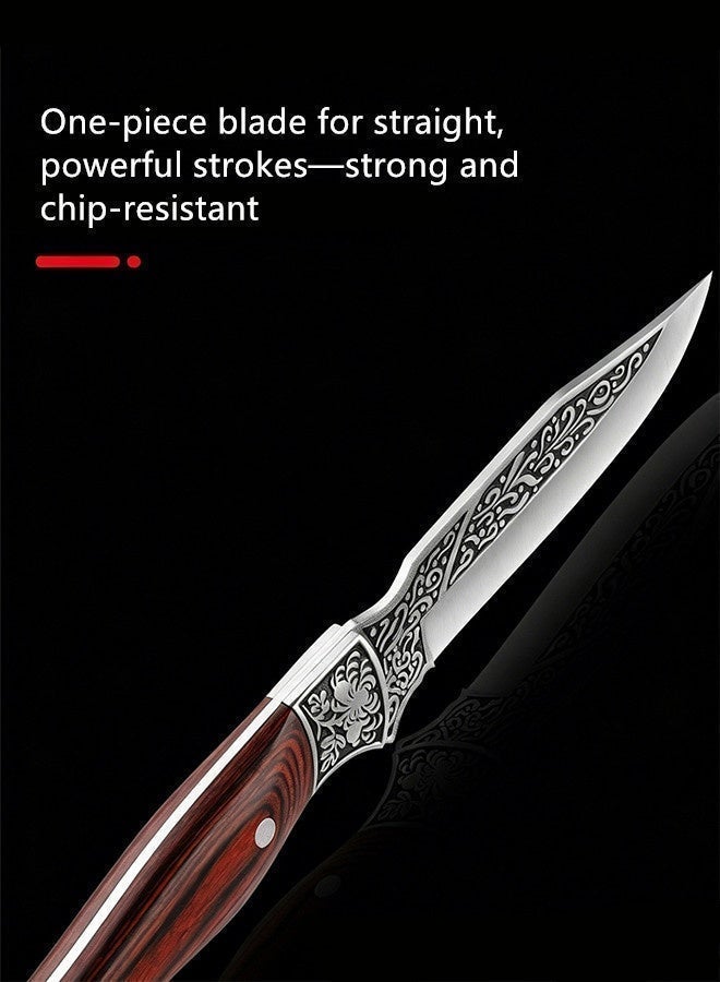 Saiboro Kitchen Knife Chef's Knife Viking Knife,Hand-forged Butcher Knife,with Sheath,Solid Wood Handle,Carved steel tip,4Cr13 High-carbon Steel,for Kitchen,Outdoor,Camping,Barbecue, Restaurant - Image 4
