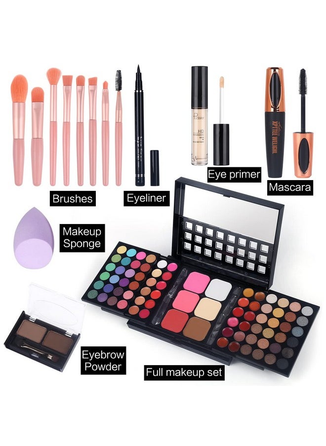 MARBUROLY - Full Makeup Kit With Applicator - 78 Color Cosmetic Gift Set Include Eyeshadow/Lipstick/Blush/Contour/Concealer, Mascara, Lip Liner, Eyeshadow Primer, Eyebrow Powder, Sponge And 8Pcs Makeup Brush - Image 1