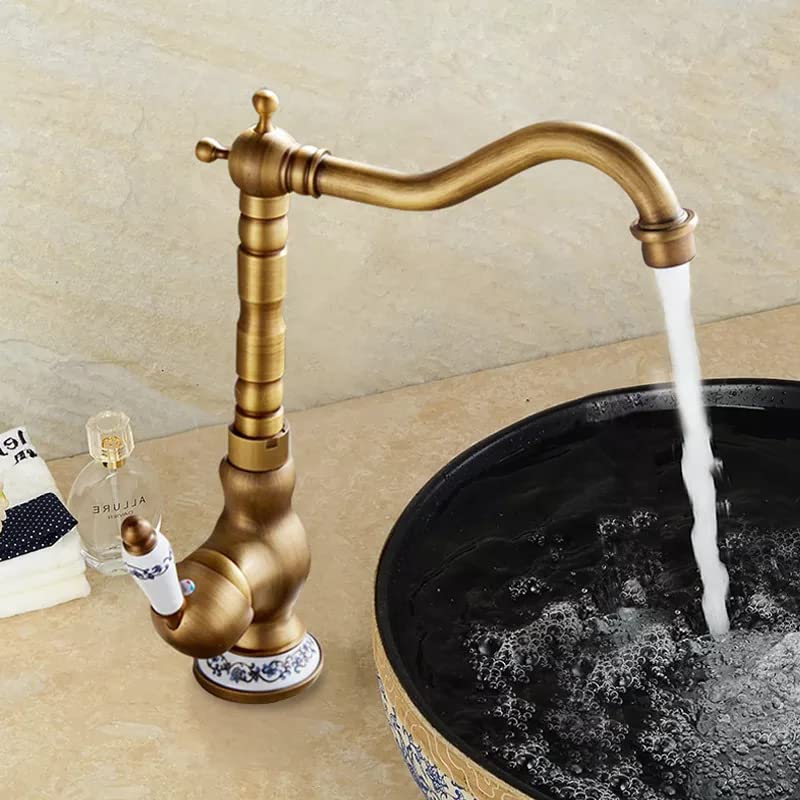B BACKLINE Brass Basin Mixer Tap Hot Cold | Wash Basin Mixer Faucet | Pillar tap for wash Basin | Tap for Bathroom & Livingroom (Antique Finish) - Image 1