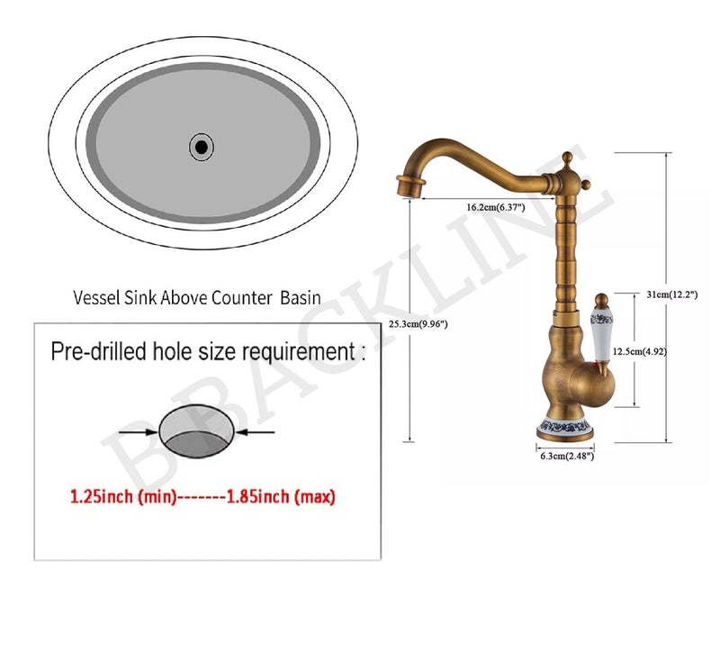 B BACKLINE Brass Basin Mixer Tap Hot Cold | Wash Basin Mixer Faucet | Pillar tap for wash Basin | Tap for Bathroom & Livingroom (Antique Finish) - Image 3