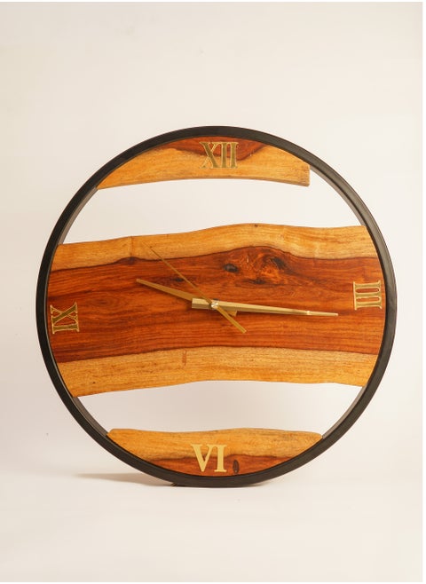 Live Edge Wooden Wall Clock, 16Inches Easy to Read Home Decor Clock for Living Room and Kitchen