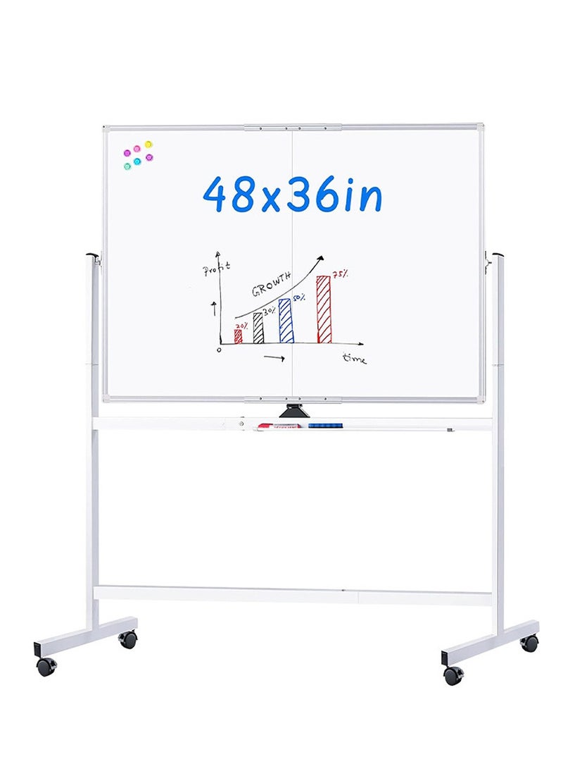 Kidle 2-in-1 Mobile Magnetic Whiteboard | Removable, Flippable Board with Full Set of Accessories  | Lift, Flip & Roll for Office, Home & Classroom ﻿ - Image 1