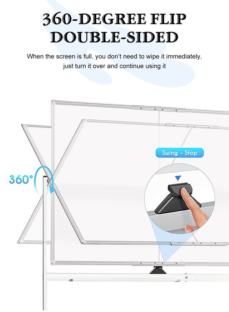 Kidle 2-in-1 Mobile Magnetic Whiteboard | Removable, Flippable Board with Full Set of Accessories  | Lift, Flip & Roll for Office, Home & Classroom ﻿ - Image 3