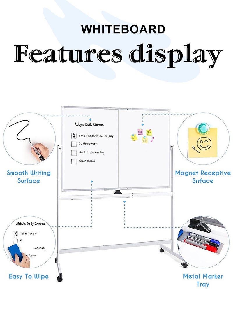 Kidle 2-in-1 Mobile Magnetic Whiteboard | Removable, Flippable Board with Full Set of Accessories  | Lift, Flip & Roll for Office, Home & Classroom ﻿ - Image 4