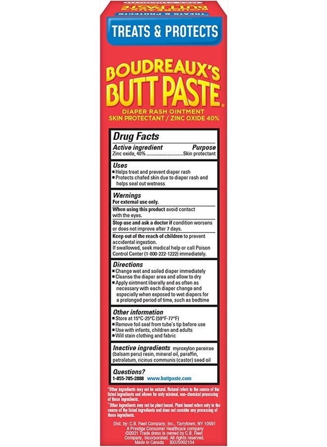 Boudreaux's Butt Paste كريم طفح الحفاضات بقوة قصوى، مرهم للأطفال، أنبوب 4 أونصات، 3 عبوات - Image 5