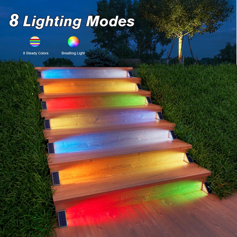 VOLISUN Solar Stair Lights 6 Pack, 7 Fixed Colors, Solar Step Lights Outdoor Waterproof IP67, LED Outdoor Step Light, Deck Light Outdoor Decor for Garden Stair, Front Step, Porch and Patio - Image 3