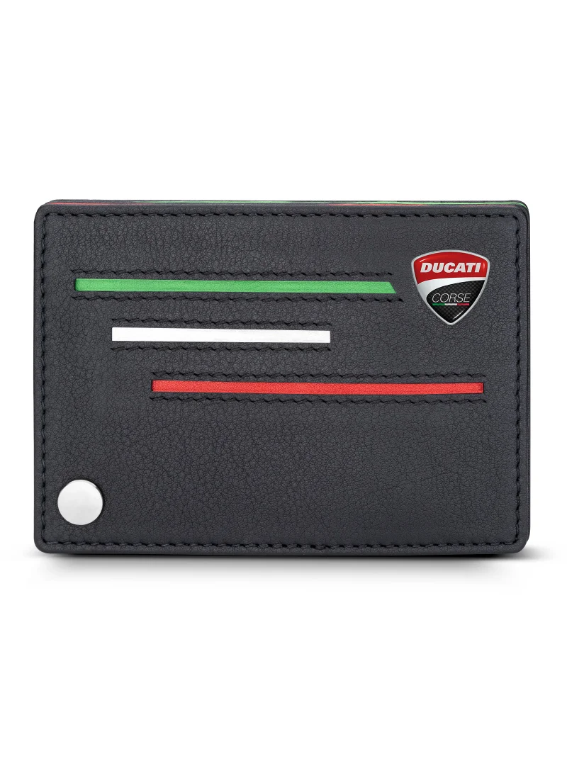 Ducati Corse Elegante Genuine Leather Card Case, Black, M, Casual