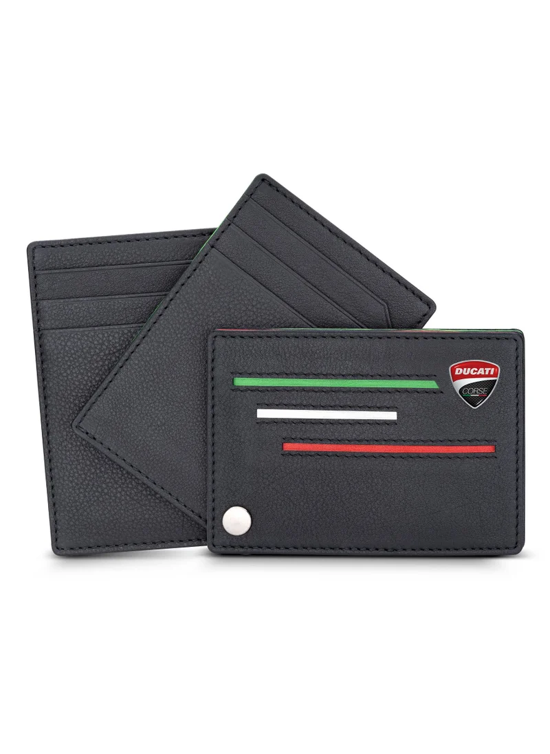 Ducati Corse Ducati Corse DTLGD2200201 Elegante Genuine Leather Card Case, Black, M, Casual