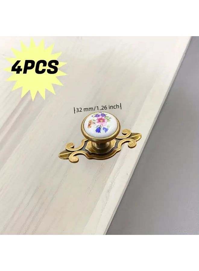 4 Pcs Vintage Chinese Floral Cabinet Drawer Handles Qinggu Orchid Antique Bronze Finish Oil Rubbed Metal Easy To Install With Screws For Dressers Cabinets Hardware Elegant Durable - Image 4