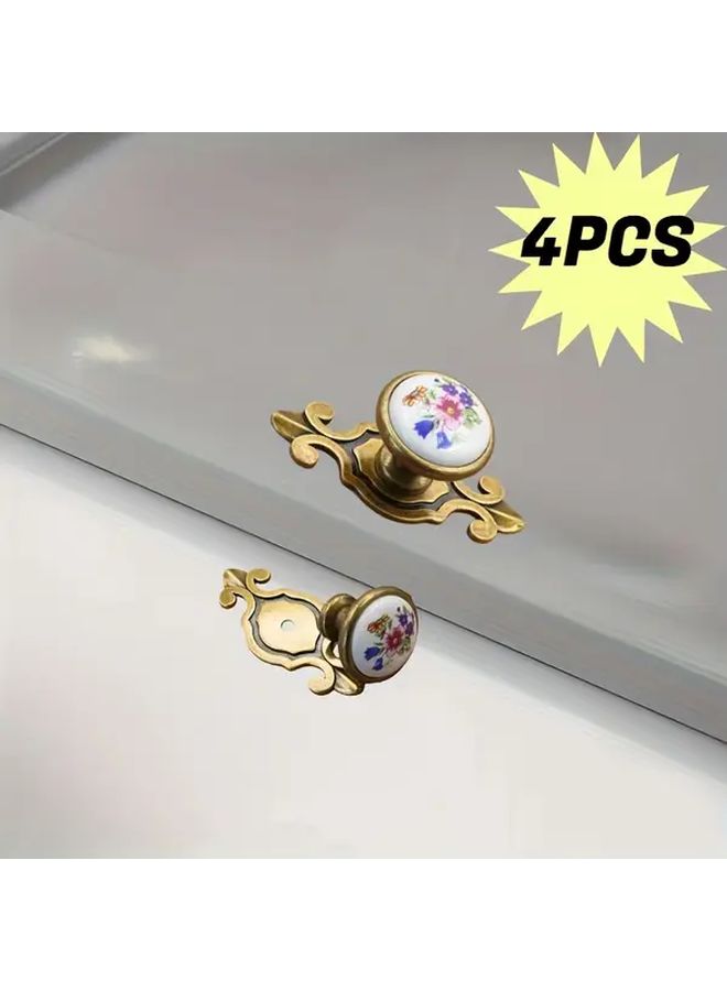 4 Pcs Vintage Chinese Floral Cabinet Drawer Handles Qinggu Orchid Antique Bronze Finish Oil Rubbed Metal Easy To Install With Screws For Dressers Cabinets Hardware Elegant Durable - Image 5