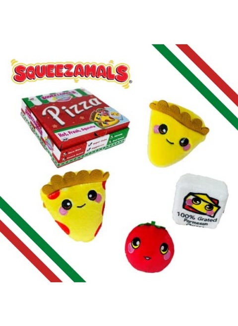 World Of Food- New York Pizza Kids Playset- 4 Pc Food Plush Toy- Includes Scented Food Mini Plushies For Toddler Pretend Play, Made With, Safe Materials, Multi-Color, (Sq01576)