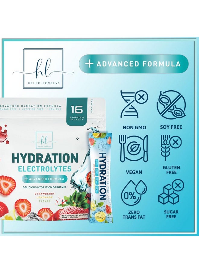 Health & Household - Daily Electrolyte Drink Mix - Strawberry Lemonade Hydration Powder Packets With 6 Electrolytes & Minerals - Sugar Free, Keto Friendly, Electrolytes Powder Recovery Drink W Real Salt - 16 Servings - Image 1
