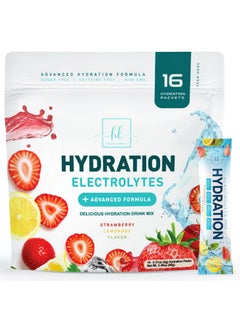 Daily Electrolyte Drink Mix - Strawberry Lemonade Hydration Powder Packets With 6 Electrolytes & Minerals - Sugar Free, Keto Friendly, Electrolytes Powder Recovery Drink W Real Salt - 16 Servings