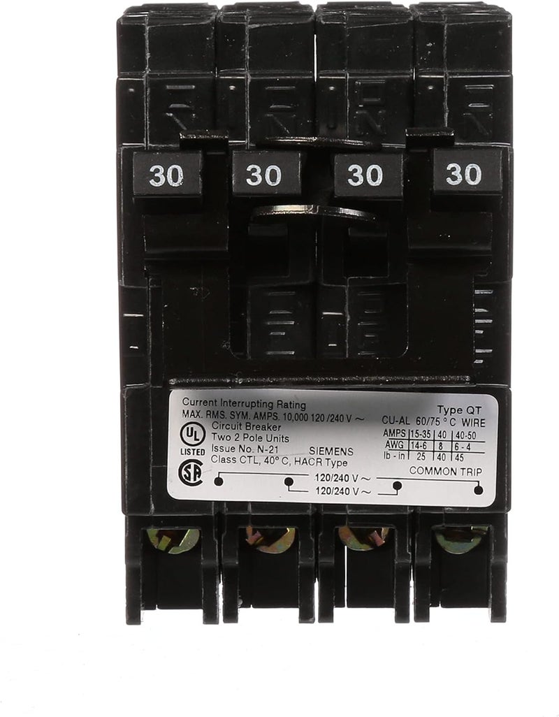Siemens Q23030CT2 Two 30Amp Double Pole Circuit Breaker - Image 3
