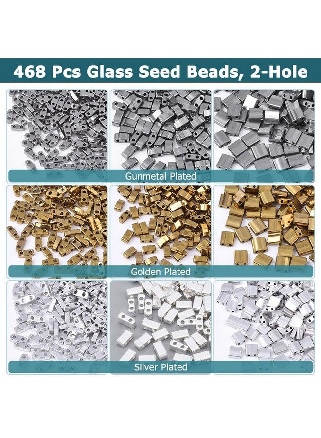 NBEADS About 468 Pcs 3 Sizes Tila Beads 2Hole Glass Seed Beads 3 Colors 1/4 Tila Beads Half Tila Beads 5X5Mm/5X2Mm/5×1Mm Mini Japanese Glass Beads For Bracelet Necklace Earring Jewelry Making - Image 4