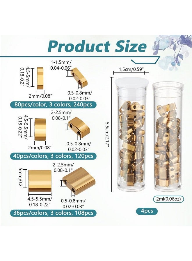 NBEADS About 468 Pcs 3 Sizes Tila Beads 2Hole Glass Seed Beads 3 Colors 1/4 Tila Beads Half Tila Beads 5X5Mm/5X2Mm/5×1Mm Mini Japanese Glass Beads For Bracelet Necklace Earring Jewelry Making - Image 2