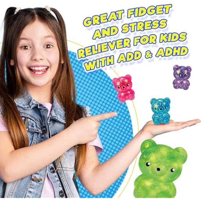 Ja-Ru Squeezy Bear (2 Packs with 2 Bears Each) Irresistible Soft & Squishy Glitter Filled Glitz Toy for Boys & Girls. Stretchy Ulti-Malt Squish Feel Party Favor Fidget for Kids, Teen & Adult. 4550-2 - Image 2