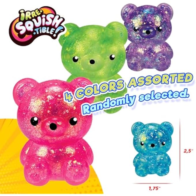 Ja-Ru Squeezy Bear (2 Packs with 2 Bears Each) Irresistible Soft & Squishy Glitter Filled Glitz Toy for Boys & Girls. Stretchy Ulti-Malt Squish Feel Party Favor Fidget for Kids, Teen & Adult. 4550-2 - Image 3