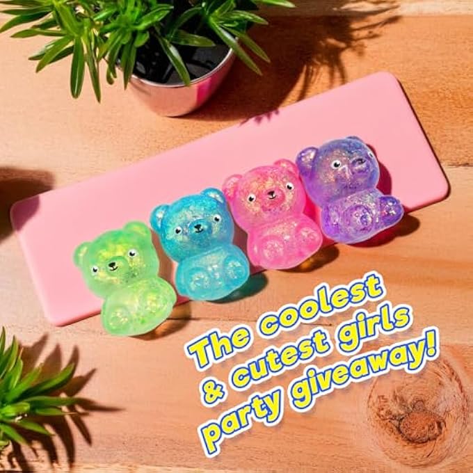 Ja-Ru Squeezy Bear (2 Packs with 2 Bears Each) Irresistible Soft & Squishy Glitter Filled Glitz Toy for Boys & Girls. Stretchy Ulti-Malt Squish Feel Party Favor Fidget for Kids, Teen & Adult. 4550-2 - Image 5