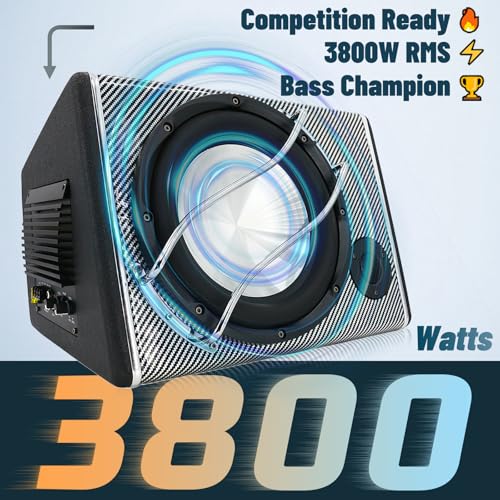 LORPHEIR 3800W 10" Car Subwoofer with Audio Cable - High Power Bass System for Car Audio Upgrade, Adjustable Bass Boost, Compact Design for Trunk Installation - Image 2