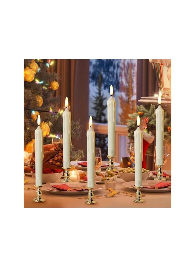 The Bros Taper Candles Battery Operated, 6 Pack Flameless Candlesticks with Romte, Led Stick Candles, Fake Candle Sticks 3D Wick Light, Window Candles Electric Taper Candles Flickering for Home Wedding Decor - Image 3