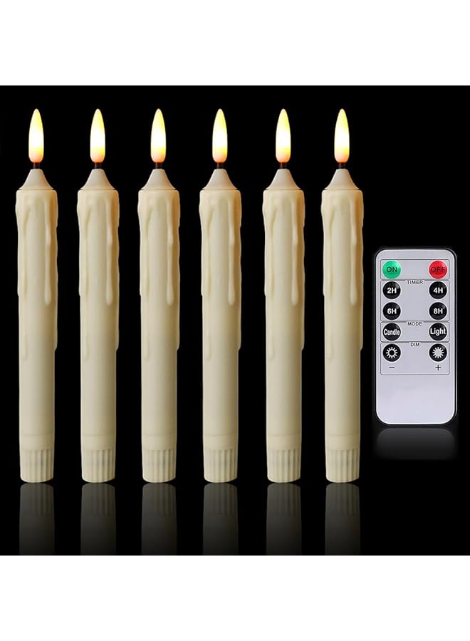 The Bros Taper Candles Battery Operated, 6 Pack Flameless Candlesticks with Romte, Led Stick Candles, Fake Candle Sticks 3D Wick Light, Window Candles Electric Taper Candles Flickering for Home Wedding Decor - Image 1