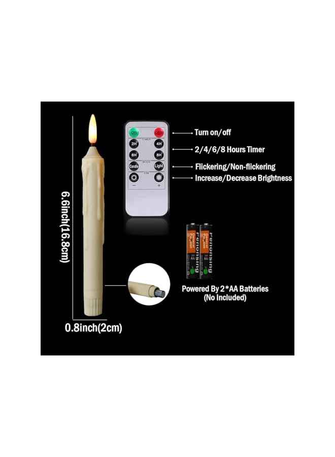 The Bros Taper Candles Battery Operated, 6 Pack Flameless Candlesticks with Romte, Led Stick Candles, Fake Candle Sticks 3D Wick Light, Window Candles Electric Taper Candles Flickering for Home Wedding Decor - Image 5