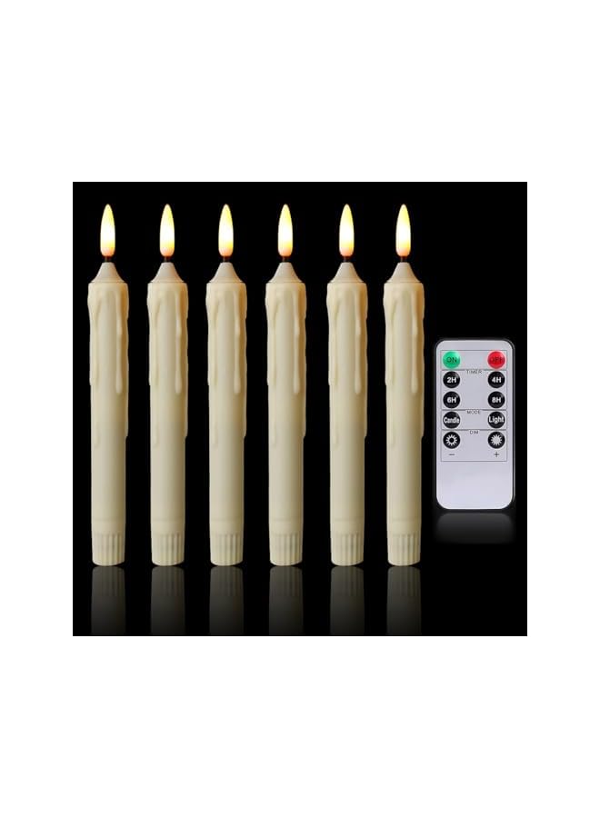 The Bros Taper Candles Battery Operated, 6 Pack Flameless Candlesticks with Romte, Led Stick Candles, Fake Candle Sticks 3D Wick Light, Window Candles Electric Taper Candles Flickering for Home Wedding Decor - Image 2