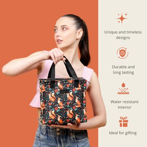 HAMELIN Lunch Bag for Office | Leakproof Tiffin Box Bag for Office, School & Travel | Lunch Box Bags for Men, Women & Kids | Stylish Lunch Bags for Boys & Girls|Tiffin Bag for Travel| Quick Brown Fox - Image 5