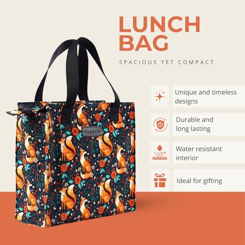 HAMELIN Lunch Bag for Office | Leakproof Tiffin Box Bag for Office, School & Travel | Lunch Box Bags for Men, Women & Kids | Stylish Lunch Bags for Boys & Girls|Tiffin Bag for Travel| Quick Brown Fox - Image 2