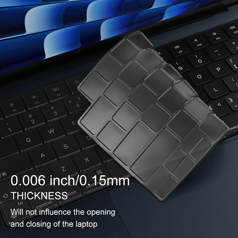 Oaky حماية لوحة المفاتيح الممتازة لجهاز MacBook Air 15.3 بوصة [A3114 A2941 M2/M3/M4] و MacBook Air 13.6 بوصة [A3113 A2681 M2/M3/M4] - رمادي شفاف - Image 5